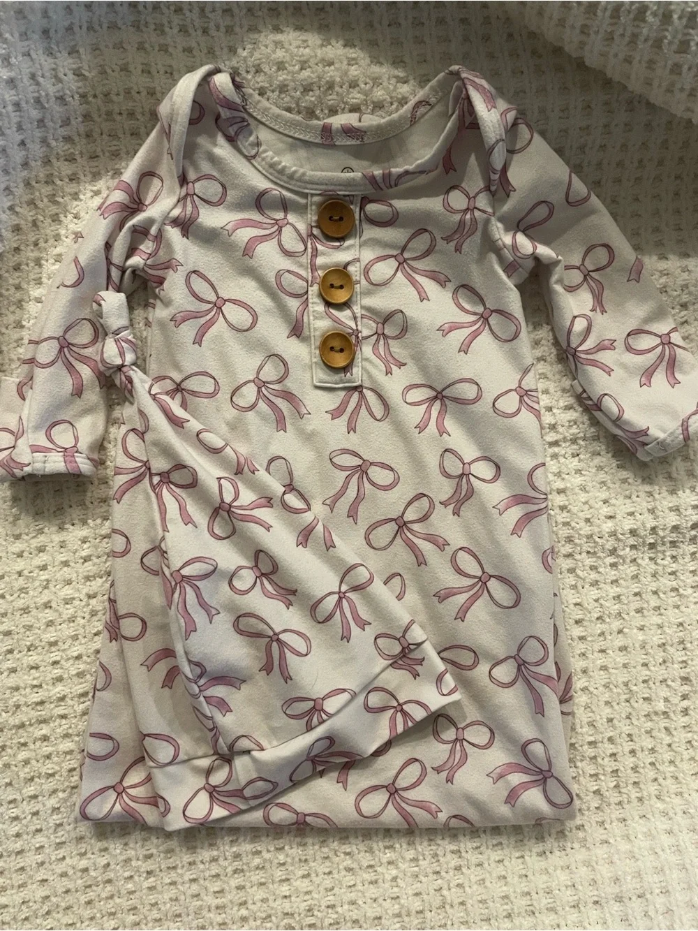 Caden Lane White Sleep Gown with Pink Bow Print